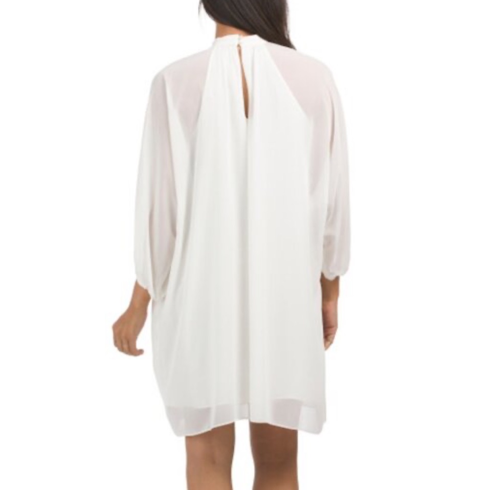 Nwt Trina Turk Rhyme White Wash Sheer Shift Dress. Size M